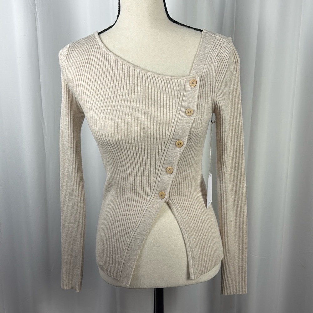 Song of Style Beige Off-Shoulder Sweater